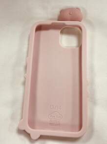卡通3D矽膠粉色豬設計手機殼，適用於iPhone 13 Pro Max、 13、 11、 12、 XR，可愛的蝴蝶結圖案，新品上市，適合女孩使用 - 淺粉色 - 查看 2