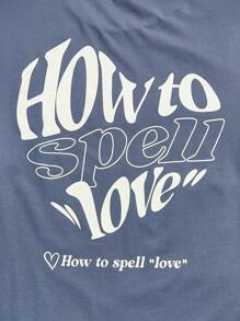 Manfinity VCAY Áo thun & Áo lót Nam Slogan Giải trí - Màu xanh bụi bặm - Xem 3