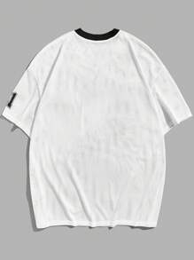 Manfinity VCAY Men Cartoon Face & Letter Graphic Drop Shoulder Tee - White - View 2