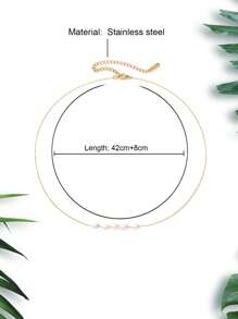 人造珍珠裝飾項鍊 - 金黃色 - 查看 2