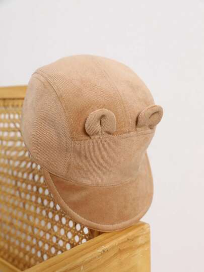 TUTUYA 婴儿绒耳棒球帽，幼儿棒球帽，四季儿童户外遮阳帽，纯色简约百搭软檐帽