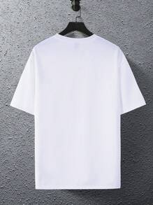 Manfinity Hypemode 男士寬鬆字母印花t恤 - 白色 - 查看 4