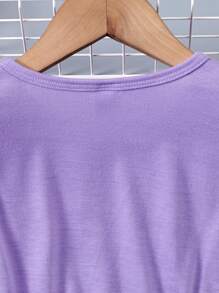 SHEIN Vestido De Volantes Con Estampado De Corazones Para Niñas Jóvenes - Púrpura malva - Ver 4