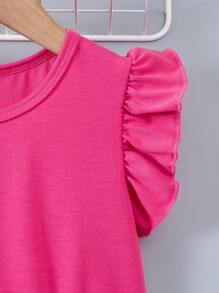 SHEIN Robe À Volants À Motif De Cœur Pour Jeune Fille