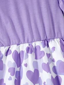 SHEIN Vestido De Volantes Con Estampado De Corazones Para Niñas Jóvenes - Púrpura malva - Ver 6