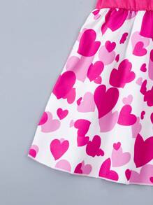 SHEIN Robe À Volants À Motif De Cœur Pour Jeune Fille
