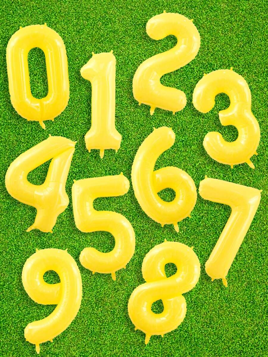1pc 40 Inch Balloon, Number Design Decorative Balloon For Party - Yellow - View 1