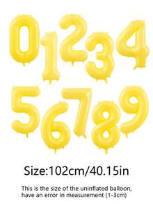 1pc 40 Inch Balloon, Number Design Decorative Balloon For Party - Yellow - View 4