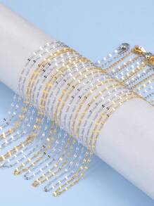 Set de 10 piezas, 5 collares de cadena de labios dorados y 5 plateados, incluye 5 collares de cadena de caja dorados y 5 plateados para decoración de colgantes - Multicolor - Ver 1