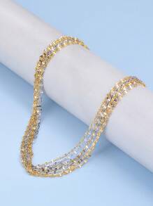 Set de 10 piezas, 5 collares de cadena de labios dorados y 5 plateados, incluye 5 collares de cadena de caja dorados y 5 plateados para decoración de colgantes - Multicolor - Ver 4