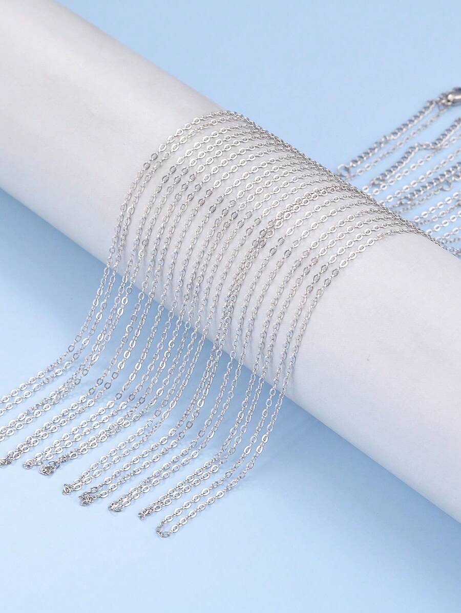 10pcs Multi-Style Delicate Chain Necklace Set, Include 04 Cross Chain For DIY Jewelry Making