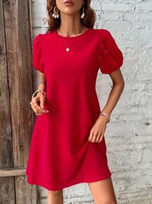 SHEIN Clasi Đầm màu trơn Giải trí - Đỏ - Xem 1