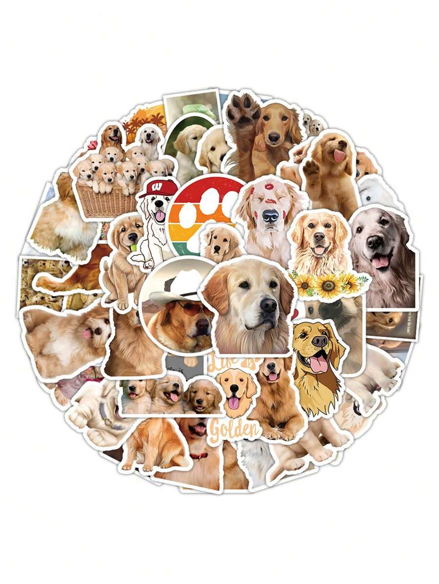 56pcs Dog Pattern Assorted Sticker, Cute Multi-purpose Waterproof Sticker For DIY Craft, Decoration, Hand Account - Multicolor - View 1