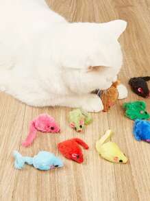 3入組老鼠形狀隨機顏色貓逗貓玩具用於互動 - 彩色 - 查看 1