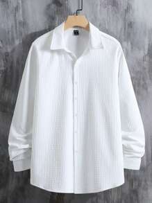 Manfinity Mode Hombres Abrigo unicolor con botón - Blanco - Ver 3