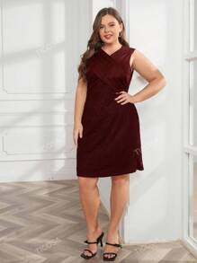 Plus Contrast Mesh Lace Dress