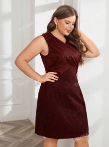 Plus Contrast Mesh Lace Dress