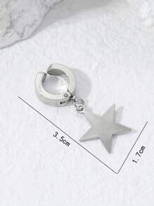 1入組時尚不銹鋼星形裝飾耳夾適合男士日常裝飾 - 銀色 - 查看 4