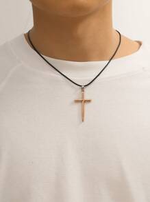 男士十字架吊飾項鍊 - 銅色 - 查看 1