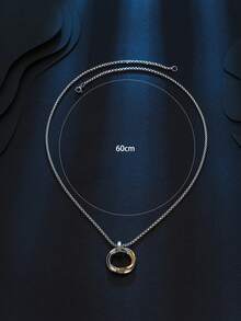 Men Ring Charm Necklace - Gold - View 3