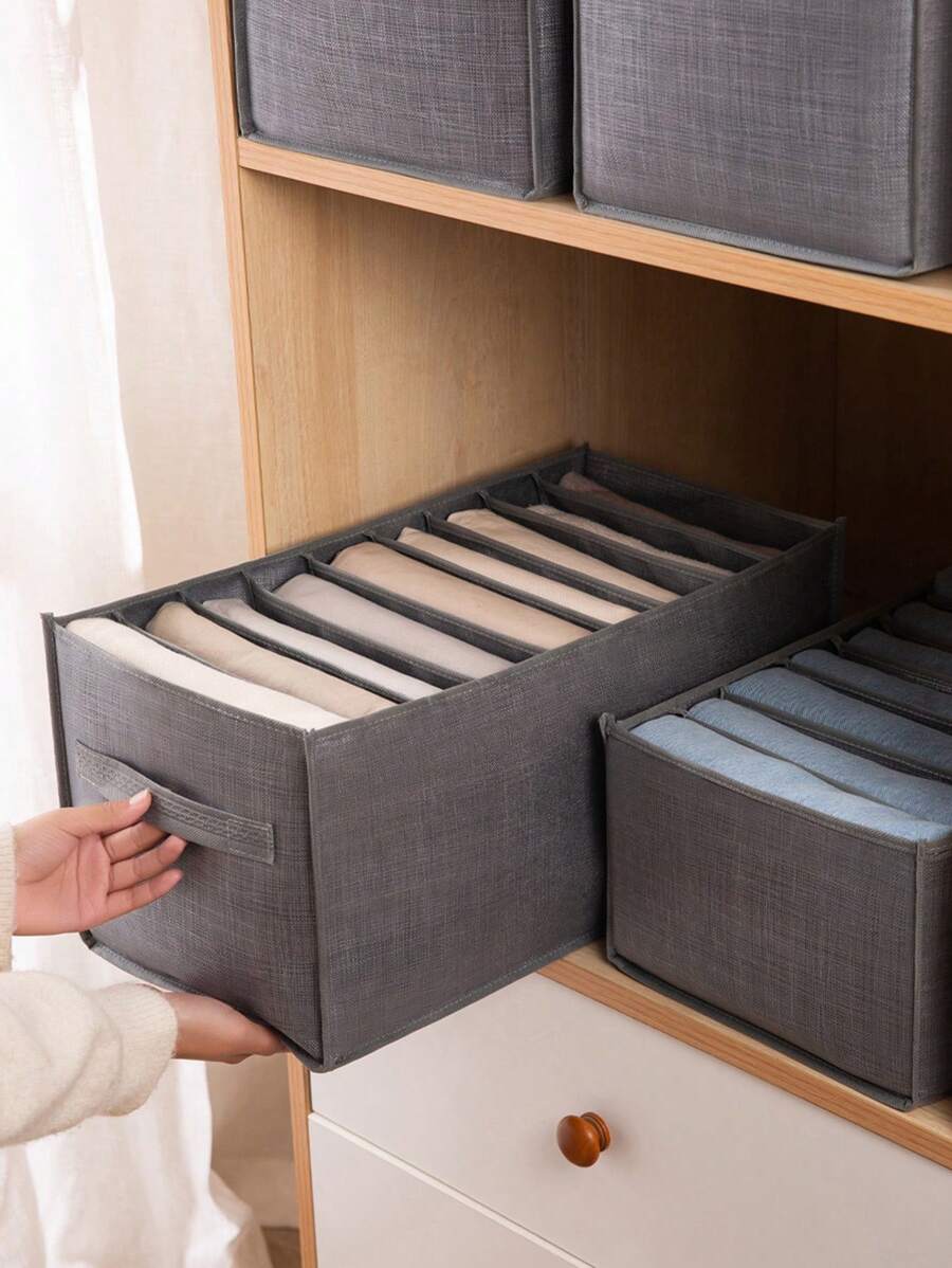 1pc Multi-Grid Clothes Storage Box Decorations Decor Festival Decor Room Decor Home Decor Bed Room Decor Dress Pants Shoes Jeans Boots Skirt Bedroom, Organizer, Home Storage, For White T-Shirt Women, Black Pants Women, Ladies Winter Clothes, Dress, Winter Clothes For Ladies, Elegant Woman Dresses, White Shirt For Ladies, Long Sleeve, White Jumpsuit For Women, Spring Dresses For Women, Spring Outfits For Women, Spring, Spring Clothes, Minimalist, Summer Tops Storage - Dark Grey - View 1
