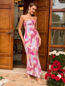 PARTHEA Tie Dye Maxi Tube Dress - Multicolor - View 5