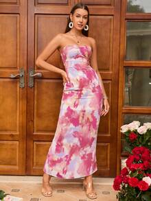 PARTHEA Tie Dye Maxi Tube Dress - Multicolor - View 8