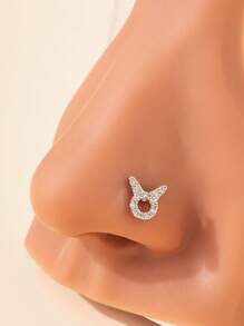 1 chiếc khuyên mũi đính đá Zirconia đồng, hình 12 con giáp, dành cho nữ, có thể cá nhân hóa, dùng để xỏ lỗ mũi (Không kèm thẻ). - Bạc - Xem 2