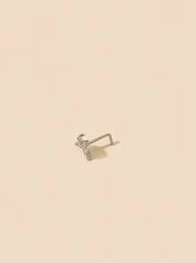 1 chiếc khuyên mũi đính đá Zirconia đồng, hình 12 con giáp, dành cho nữ, có thể cá nhân hóa, dùng để xỏ lỗ mũi (Không kèm thẻ). - Bạc - Xem 3