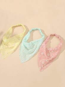 3pcs Women Floral Pattern Fashionable Kerchief For Hair Decoration - Multicolor - View 2