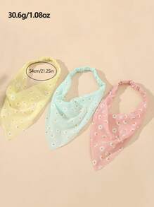 3pcs Women Floral Pattern Fashionable Kerchief For Hair Decoration - Multicolor - View 3