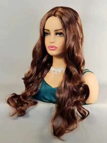 Peluca sintética largo rizado - Marrón - Ver 3