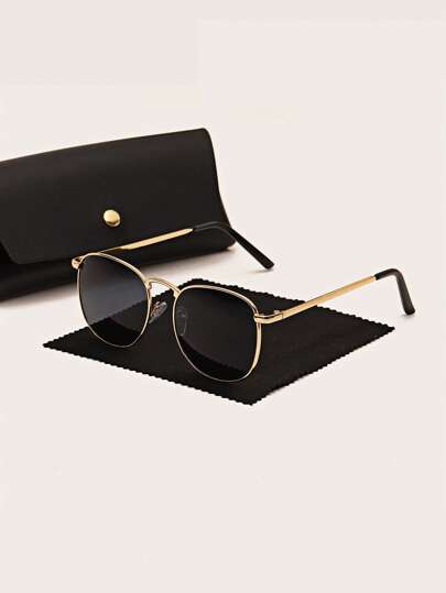 1pair Unisex Metal Frame Fashionable Sunglasses For Summer Elegant Sunglasses Sun Glasses Beach Accessories Sun Glasses Sunglasses Shades For Summer Beach Vacation,Outdoor,Travel