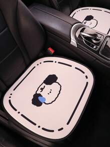 1 pieza Cojín de asiento de coche con patrón de perro de dibujos animados poliéster transpirable