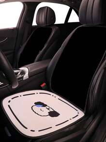 1 pieza Cojín de asiento de coche con patrón de perro de dibujos animados poliéster transpirable