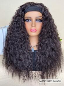 Synthetic Heat Resistant Wigs Long Water Wave Dark Brown 20Inch Synthetic Wigs Headband Wigs For  Daily Used - Dark Brown - View 3
