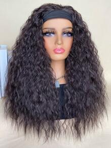 Synthetic Heat Resistant Wigs Long Water Wave Dark Brown 20Inch Synthetic Wigs Headband Wigs For  Daily Used - Dark Brown - View 5