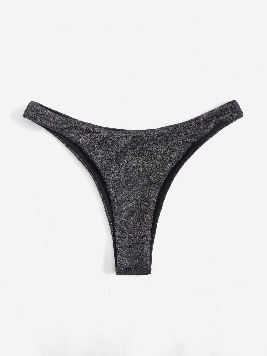 SHEIN Swim Đáy Bikini Nữ màu trơn - màu đen - Xem 1