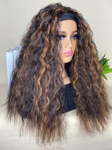 Synthetic Heat Resistant Wigs Long Water Wave Highlights 20Inch Synthetic Wigs Headband Wigs For  Daily Used - Piano Color - View 4