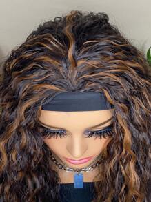 Synthetic Heat Resistant Wigs Long Water Wave Highlights 20Inch Synthetic Wigs Headband Wigs For  Daily Used - Piano Color - View 5