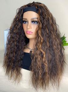 Synthetic Heat Resistant Wigs Long Water Wave Highlights 20Inch Synthetic Wigs Headband Wigs For  Daily Used - Piano Color - View 6