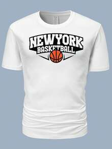 Men Basketball & Letter Graphic Tee - White - View 4