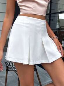 Aveloria GENKIRA High Waist Fold Pleated Detail Skirt - White - View 6