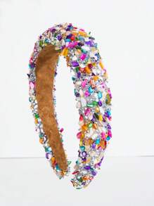 1 件女式韩式不对称多色水晶水钻头带配宽边皇家头饰 - 彩色 - 查看 2