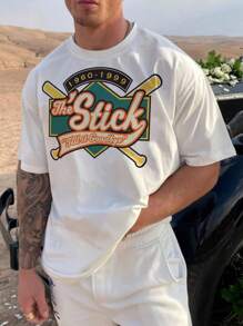 Men Letter Graphic Tee - White - View 1
