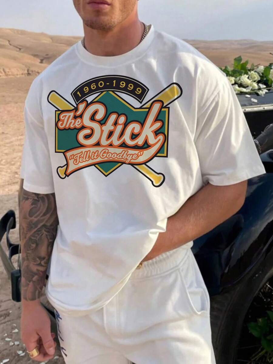 Men Letter Graphic Tee - White - View 1