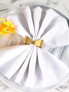 2pcs/set Iron Napkin Ring, Creative Bow Shaped Napkin Ring Holder For Kitchen Dining Table - Gold - View 3