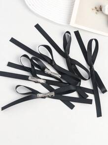 6 chiếc kẹp tóc trang trí hình nơ, thích hợp để đi học, mặc hàng ngày, hoạt động thường ngày và ngoài trời - màu đen - Xem 6