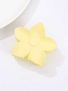 1入組女士素色花朵設計時尚髮爪適用於日常 - 黃色 - 查看 1