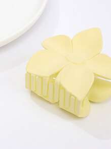 1入組女士素色花朵設計時尚髮爪適用於日常 - 黃色 - 查看 3